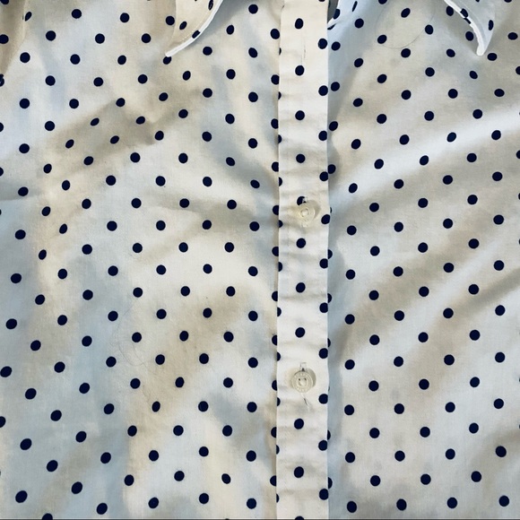 Chaps Black and white Polka Dot Button Down Blouse Large - Picture 3 of 7